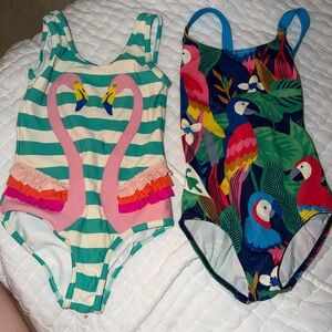 Mini Biden Girls' Flamingo & Stripe One-Piece Swimsuit